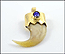 Tiger Tooth Pendant with Blue and White Stone in 14K Yellow Gold THUMBNAIL