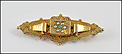1885-90s Victorian Pearls and Turquoise Bar Pin in 9K Yellow Gold THUMBNAIL