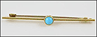 1900s Turquoise Bar Pin with C Hook in 15K Yellow Gold THUMBNAIL