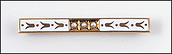 White Enamel with Three Pearls Bar Pin in Yellow Gold THUMBNAIL