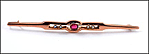 Vintage Tourmaline Bar Pin C Clasp in 9K Rose Gold THUMBNAIL