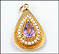Teardrop Pendant Amethyst and Pearl in 14K Yellow Gold THUMBNAIL
