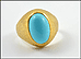 Brushed Finish Ring with Turquoise Stone in Yellow Gold THUMBNAIL
