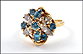 Blue Zircon and Diamond Cluster Ring in 14K Yellow Gold THUMBNAIL