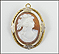 Brown Cameo Pendant or Brooch in 14K Yellow and White Gold THUMBNAIL