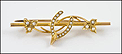 Small Seed Pearls Wishbone Brooch in Yellow Gold THUMBNAIL