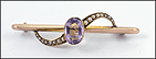 1890's Amethyst and Pearl Brooch in 9K Yellow Gold THUMBNAIL