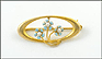 Three Flower Enamel Brooch in 10K Yellow Gold THUMBNAIL