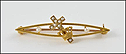 Victorian Seed Pearl Cross and Crown Pin in 10K Yellow Gold THUMBNAIL