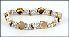 Double Strand Pearl and Gold Station Bracelet in 14K Yellow Gold THUMBNAIL