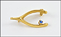 Blue Stone Wishbone Brooch in 10K Yellow Gold THUMBNAIL