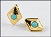 Turquoise Pierced Earrings in 18K Yellow Gold THUMBNAIL