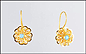 Turquoise Floral Wire Earrings in Yellow Gold THUMBNAIL