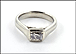 Cushion Bezel Diamond Solitaire Ring in 14K White Gold THUMBNAIL