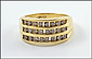 Three Row Channel Diamond Band in 10K Yellow Gold THUMBNAIL