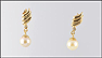Pearl and Diamond Drop Earrings in 14K Yellow Gold THUMBNAIL