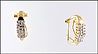 Triple Row Omega Back Diamond Earrings in 10K Yellow Gold THUMBNAIL