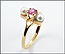 Pink Tourmaline and Pearl Ring in 14K Yellow Gold THUMBNAIL