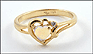 Heart Opal and Diamond Ring in 10K Yellow Gold THUMBNAIL