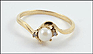 Pearl and Diamond Ring in 10K Yellow Gold THUMBNAIL
