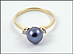 Black Pearl Ring in 14K Yellow Gold THUMBNAIL