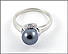 Black Pearl with Diamond Accent Ring in 14K White Gold THUMBNAIL