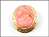 Coral Cameo Pin or Pendant in 14K Yellow Gold THUMBNAIL