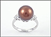 Brown Pearl with Diamonds Ring in 18K White Gold THUMBNAIL
