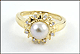 Pearl Ring with Diamond Accent in 14K Yellow Gold THUMBNAIL