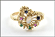 Ruby, Emerald, Sapphire and Opal Butterfly Ring in 10K Yellow Gold THUMBNAIL