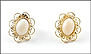 Opal Earrings with Filigree Mounting in 14K Yellow Gold THUMBNAIL