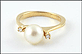 Pearl Ring with Diamond Accent in Yellow Gold THUMBNAIL