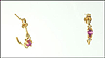 Ruby and Diamond J Hoop Earrings in 14K Yellow Gold THUMBNAIL