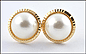 Mabe' Pearl Button Earrings in 14K Yellow Gold THUMBNAIL