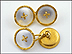 Mother of Pearl Button Style Cufflinks in 18K Yellow Gold THUMBNAIL