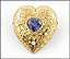 Heart with Spinel and Diamond Pin or Pendant in Yellow Gold THUMBNAIL