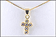 Synthetic Stone Cross Necklace in 14K Yellow Gold THUMBNAIL