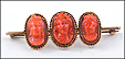 Carved Coral Bar Pin, 1880's in Yellow Gold THUMBNAIL