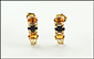 Citrine and Onyx J Hoop Earrings in 14K Yellow Gold THUMBNAIL