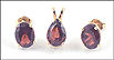 Garnet Earrings and Pendant Set in 14K Yellow Gold THUMBNAIL