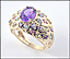 Amethyst Ring with Multi Stones in 10K Yellow Gold THUMBNAIL