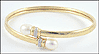 Open Bangle Bracelet with Pearl in 14K Yellow Gold THUMBNAIL