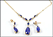 Lab Created Sapphire Necklace & Earrings in 10K Yellow Gold THUMBNAIL