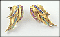Non Pierced Ruby, Emerald and Sapphire Earrings in Yellow Gold THUMBNAIL