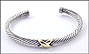 Cable X Cuff Bracelet in Sterling Silver and 14K Yellow Gold THUMBNAIL
