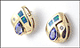 Tanzanite Earrings with Opal Inlay in 14K Yellow Gold THUMBNAIL