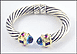 David Yurman Gemstone Hinged Cuff Bracelet in Sterling Silver and 14K Yellow Gold THUMBNAIL