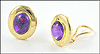 Amethyst Cabochon Earrings in 14K Yellow Gold THUMBNAIL