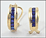 Sapphire Omega Back Earrings in 10K Yellow Gold THUMBNAIL