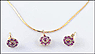 Ruby and Diamond Necklace and Earring Set in 14K Yellow Gold THUMBNAIL